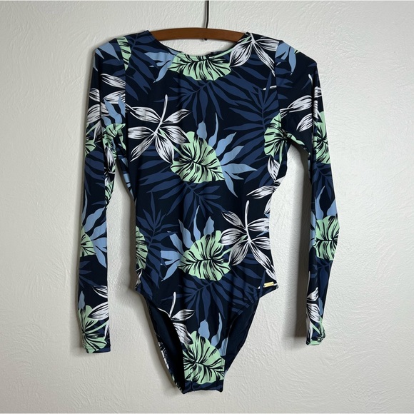 Roxy Other - NWT Roxy Mood Indigo Seaside Tropics Baby Long Sleeve Onesie Swimsuit Size S